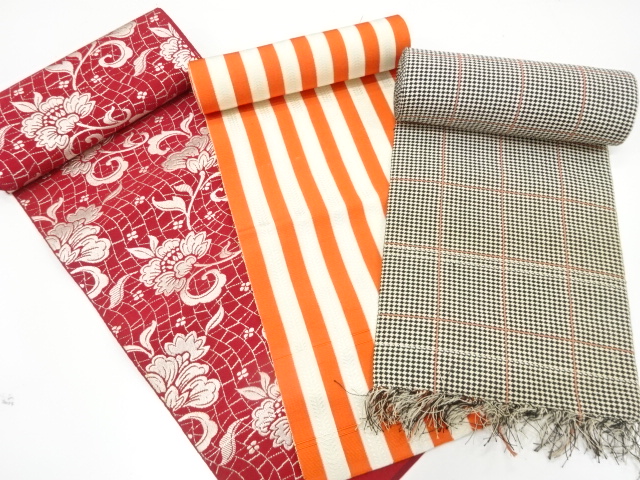 JAPANESE KIMONO / ANTIQUE BOLT FOR OBI / SET OF 3